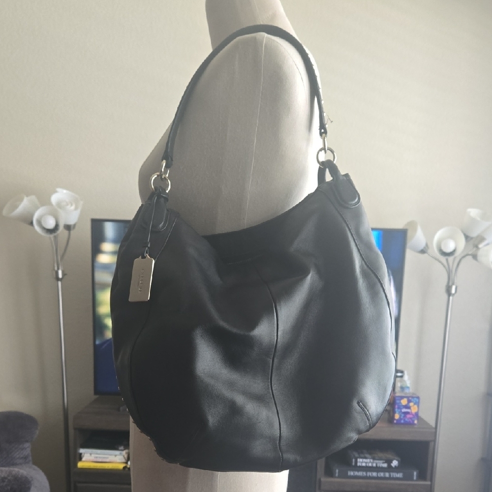 COACH Black Studded Leather Shoulder Bag - Picture 3 of 4